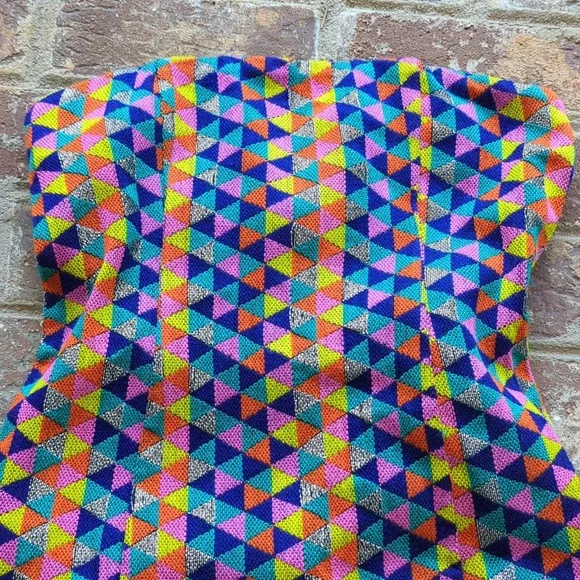 House of Harlow 1960Revolve Multicolor Geometric Woven Tapestry Strapless Dress - Picture 2 of 8